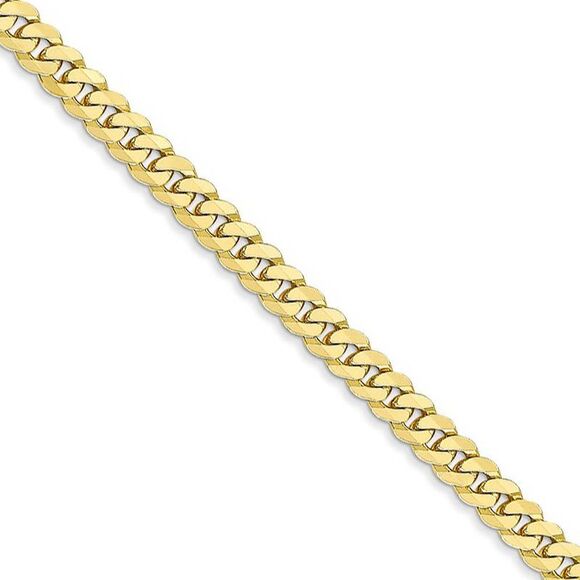 3.2mm 10k Yellow Gold Flat Beveled Curb Chain Necklace 18 Inch